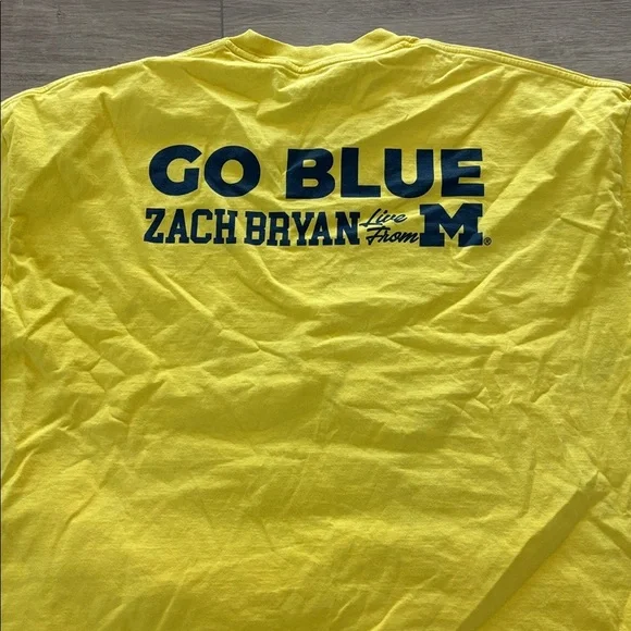 Zach Bryan "ZB Go Blue" T-shirt in yellow, sold as exclusive merchandise XXLARGE - Picture 4 of 4
